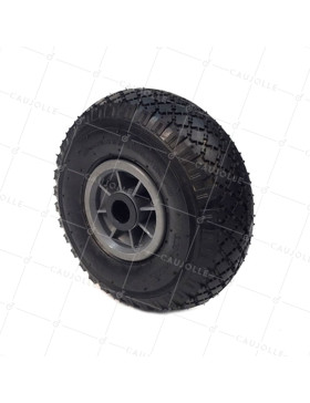 ROUE DE DIABLE GONFLÉE DIAMÈTRE 260 MM CHARGE 150KG AXE LISSE 20 MM - S2700P 260 L20/74 (PNEU 3.00-4) • Caujolle