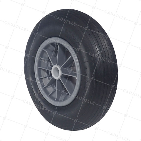 Wheelbarrow wheel INFLATABLE DIAMETER 360 MM LOAD 150 KG FOR AXLE OF 32 MM - S1006P 3.50/8 L32 POM • Caujolle