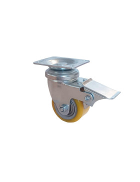 Castor SWIVEL WITH BRAKE IN POLYURETHANE ALUMINUM RIM DIAMETER 50 MM LOAD 180KG - S74AR 50 AF