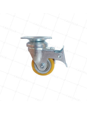 Castor SWIVEL WITH BRAKE IN POLYURETHANE ALUMINUM RIM DIAMETER 50 MM LOAD 180KG - S74AR 50 AF