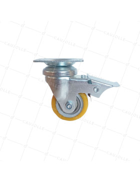 Castor SWIVEL WITH BRAKE IN POLYURETHANE ALUMINUM RIM DIAMETER 50 MM LOAD 180KG - S74AR 50 AF