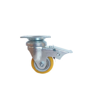 Castor SWIVEL WITH BRAKE IN POLYURETHANE ALUMINUM RIM DIAMETER 50 MM LOAD 180KG - S74AR 50 AF