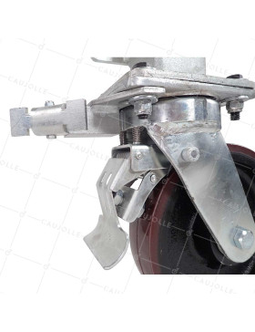 Castor Retractable WITH CRANK DIAMETER 200MM WITH TRAVEL 230 MM LOAD 1000KG DIRECTIONAL BRAKE - CRANK LEG