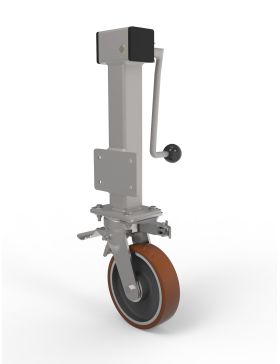Castor Retractable WITH CRANK DIAMETER 200MM WITH TRAVEL 230 MM LOAD 1000KG DIRECTIONAL BRAKE - CRANK LEG