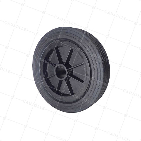 ROUE DE MANUTENTION CAOUTCHOUC DIAMÈTRE 250 MM CHARGE 200KG AXE LISSE 37 MM - S2000PS250A37 • Caujolle