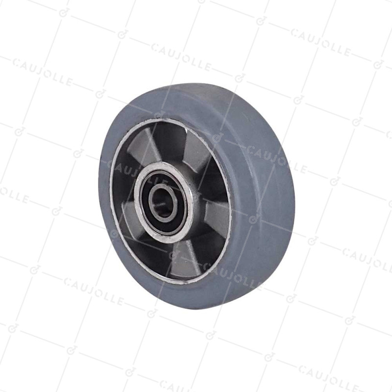 ROUE NON TACHANTE ULTRA SOUPLE DIAMÈTRE 160 MM CHARGE 350KG AXE 20MM BILLES - S2014 160 CAOU GRIS B20