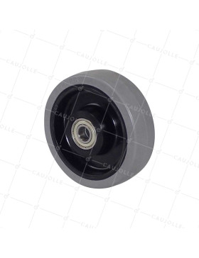 ROUE INDUSTRIELLE NON TACHANTE CAOUTCHOUC SOUPLE GRIS DIAMÈTRE 125MM CHARGE 250KG AXE 15 MM BILLES - S2015 125 GRIS RB • Caujolle