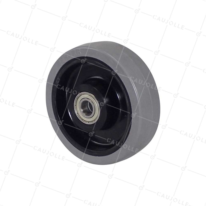 ROUE NON TACHANTE CAOUTCHOUC SOUPLE GRIS DIAMÈTRE 125MM CHARGE 250KG AXE 15 MM A BILLES - S2015 125 GRIS RB