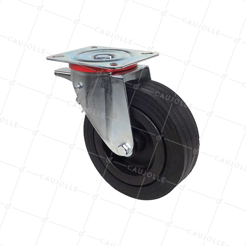 ROULETTE PIVOTANTE AVEC ROUE LARGE EN CAOUTCHOUC DUR DIAMÈTRE 260 MM A FREIN CHARGE 300 KG - S20-1 AF 2650P 