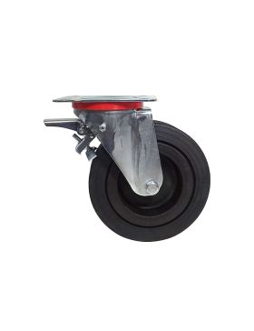 Castor SWIVEL WITH Wheel WIDE HARD RUBBER WHEEL DIAMETER 260 MM WITH BRAKE LOAD 300 KG - S20-1 AF 2650P