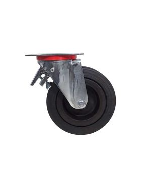 Castor SWIVEL WITH Wheel WIDE HARD RUBBER WHEEL DIAMETER 260 MM WITH BRAKE LOAD 300 KG - S20-1 AF 2650P