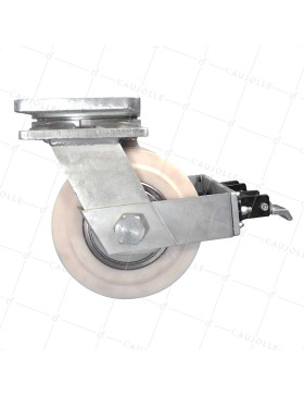 ROULETTE PIVOTANTE A FREIN EN NYLON DIAMÈTRE 250 MM CHARGE 7500 KG - STEC NYLON DOUBLE 250 PAF
