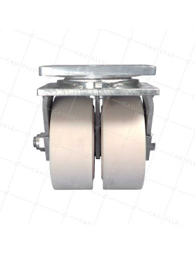 ROULETTE PIVOTANTE A FREIN EN NYLON DIAMÈTRE 250 MM CHARGE 7500 KG - STEC NYLON DOUBLE 250 PAF