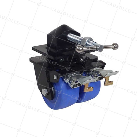Castor OF BLUE NYLON CONTAINER DOUBLE 152 MM LOAD 5000 KG • Caujolle