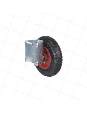 ROUES DE BARRIERE FIXE MONO ROUE DIAMETRE 200 MM CHARGE 150 KG POUR TUBES DE 40 A 50 MM