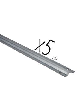 CARTON DE 5 RAILS A VISSER EN ACIER GALVANISÉ FORTE EPAISSEUR 3 MM GORGE V / 2 METRES