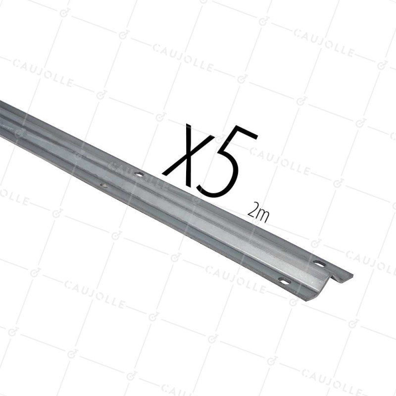 CARTON DE 5 RAILS A VISSER EN ACIER GALVANISÉ FORTE EPAISSEUR 3 MM GORGE V / 2 METRES
