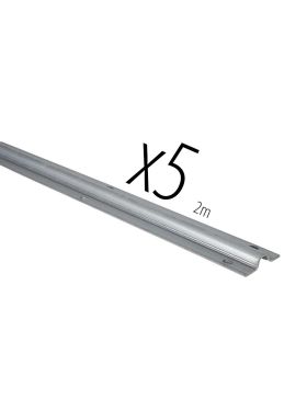 CARTON DE 5 RAILS DE 2 METRES A VISSER EN ACIER GALVANISÉ FORTE EPAISSEUR 3 MM GORGE RONDE DE 19 MM