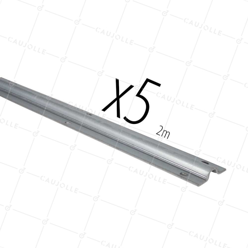 CARTON DE 5 RAILS DE 2 METRES A VISSER EN ACIER GALVANISÉ FORTE EPAISSEUR 3 MM GORGE RONDE DE 19 MM