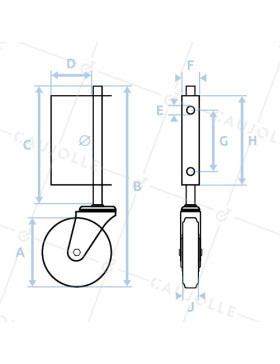 ROULETTE DE PORTAIL RENFORCÉE À RESSORT DIAMÈTRE 100 MM CHARGE 15KG A 30KG AVEC 27 MM DE DÉBATTEMENT VERTICAL