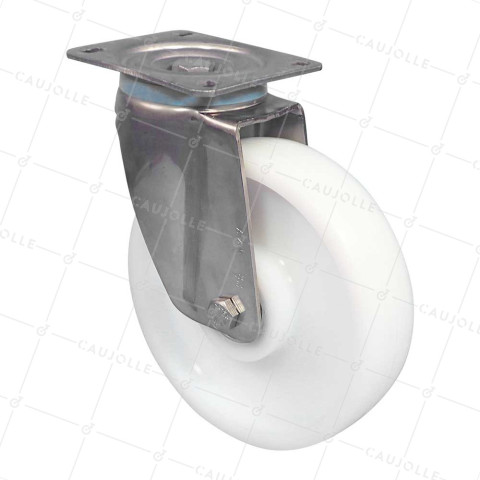 ROULETTE EN INOX 304 DIAMETRE 200 MM CHARGE 1000 KG - INOX PIV RENF 200 • Caujolle