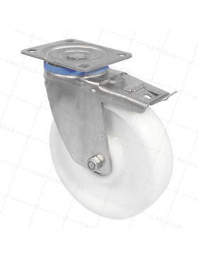 ROULETTE EN INOX 304 A FREIN DIAMETRE 200 MM CHARGE 1000 KG - INOX PIV RENF 200AF • Caujolle