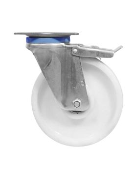 ROULETTE EN INOX 304 A FREIN DIAMETRE 200 MM CHARGE 1000 KG - INOX PIV RENF 200AF