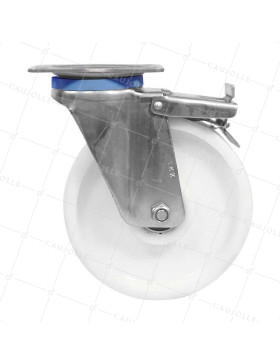 ROULETTE EN INOX 304 A FREIN DIAMETRE 200 MM CHARGE 1000 KG - INOX PIV RENF 200AF