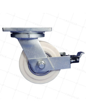 SWIVEL CASTOR WITH BRAKE IN NYLON DIAMETER 250 MM LOAD 7500 KG - STEC NYLON 250P WITH BRAKE