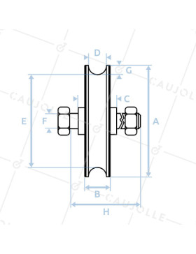 ROUE DE PORTAIL COULISSANT EN INOX ET NYLON ANTIBRUIT DIAMETRE 80 MM POUR RAIL ROND DE 20 MM CHARGE 600 KG AXE 16 MM GAGR 80