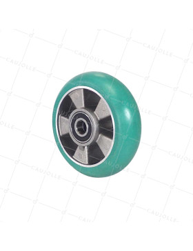 ROUE INDUSTRIELLE EN ELASTHANE SOUPLE DIAMÈTRE 160 MM CHARGE 550 KG AXE 20 MM - S2016 160 • Caujolle