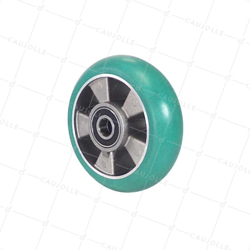 ROUE INDUSTRIELLE EN ELASTHANE SOUPLE DIAMÈTRE 160 MM CHARGE 550 KG AXE 20 MM - S2016 160