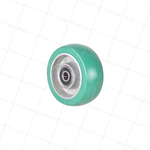 ROUE INDUSTRIELLE POLYURETHANE SOUPLE DIAMÈTRE 100 MM CHARGE 250 KG AXE 12 MM - S2016 100 RB12 • Caujolle