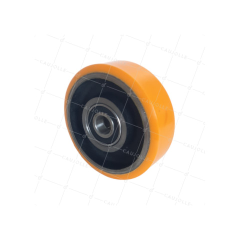 ROUE INDUSTRIELLE EN FONTE ET POLYURÉTHANE DIAMÈTRE 125MM CHARGE 400KG AXE 20 MM LM40 - SFPU 125/40 LM40 RB20 • Caujolle
