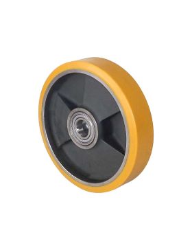 ROUE INDUSTRIELLE DE MANUTENTION EN FONTE ET POLYURÉTHANE DIAMÈTRE 200MM CHARGE 1000 KG MOYEU 45MM AXE 25 MM - SFPU 200/45 LM45 