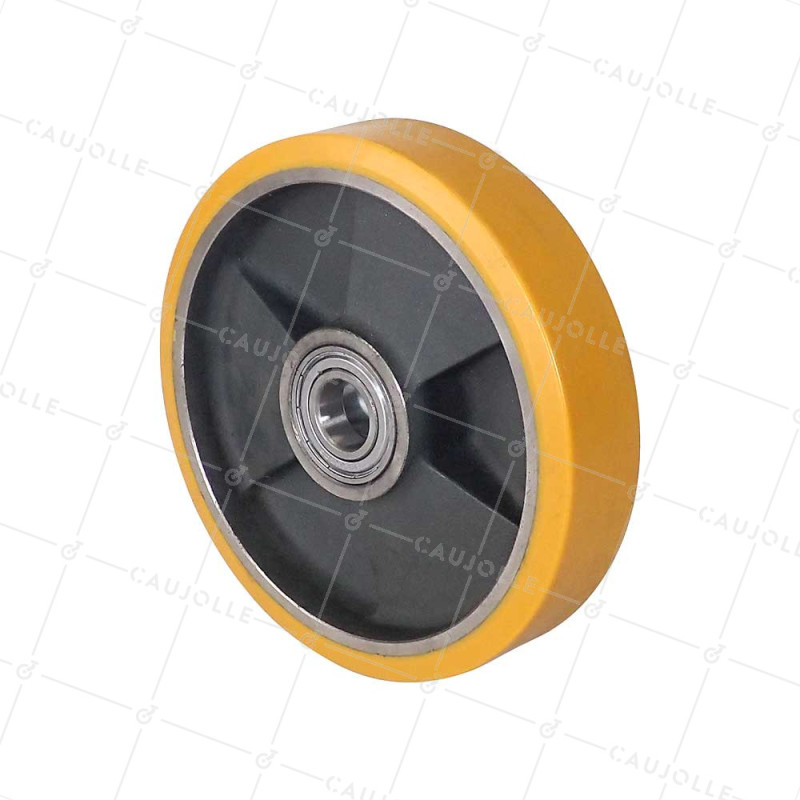 Wheel INDUSTRIAL HANDLING WHEEL IN CAST IRON AND POLYURETHANE DIAMETER 200MM LOAD 1000 KG HUB 45MM AXLE 25 MM - SFPU 200/45 LM45