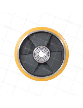 ROUE INDUSTRIELLE DE MANUTENTION EN FONTE ET POLYURÉTHANE DIAMÈTRE 200MM CHARGE 1000 KG MOYEU 45MM AXE 25 MM - SFPU 200/45 LM45 