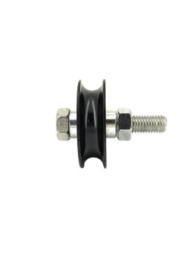 ROUE DE PORTAIL COULISSANT NOIRE RÉSISTANTE À GORGE RONDE DIAMÈTRE 70 MM POUR RAIL ROND DE 16 MM CHARGE 600KG - GAGR70N