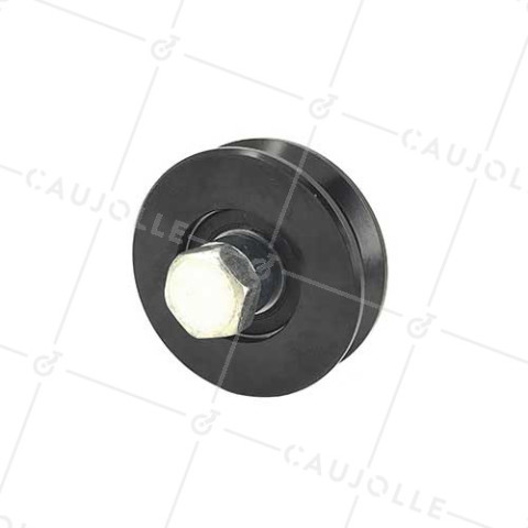 ROUE DE PORTAIL COULISSANT NOIRE RÉSISTANTE À GORGE Y DIAMÈTRE 70 MM POUR RAIL TRIANGULAIRE CHARGE 600 KG AXE 14 MM - GAGY70N • Caujolle
