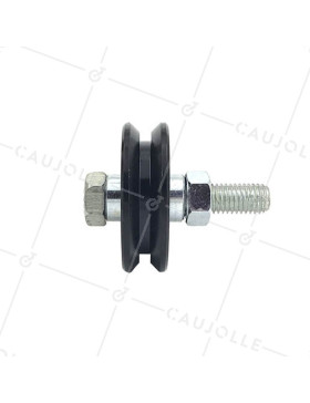 BLACK EXTREMELY ROBUST ROLLER WHEEL FOR SLIDING DOOR WITH Y GROOVE DIAMETER 70 MM FOR A TRIANGULAR RAIL AND MAX LOAD 600 KG BORE