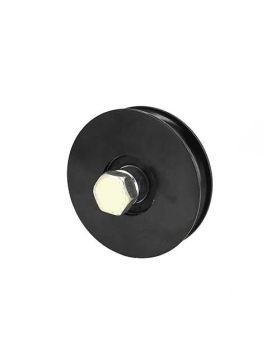 BLACK EXTREMELY ROBUST ROLLER WHEEL FOR SLIDING DOOR WITH ROUND GROOVE DIAMETER 90 MM FOR A ROUND 16 MM RAIL AND MAX LOAD OF 600