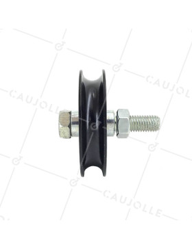 ROUE DE PORTAIL COULISSANT NOIRE RÉSISTANTE À GORGE RONDE DIAMÈTRE 90 MM POUR RAIL ROND DE 16 MM CHARGE 600 KG - GAGR90N