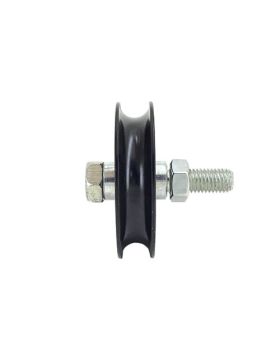 ROUE DE PORTAIL COULISSANT NOIRE RÉSISTANTE À GORGE RONDE DIAMÈTRE 90 MM POUR RAIL ROND DE 16 MM CHARGE 600 KG - GAGR90N