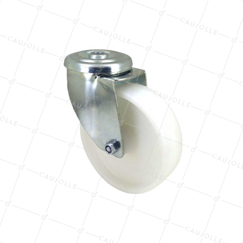 Castor OF NYLON HANDLING WITH EYE DIAMETER 125MM LOAD 100 KG WITH 12 MM FIXING - S06N125L