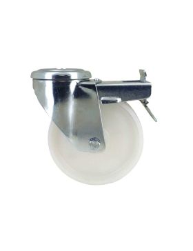 Castor NYLON HANDLING CASTOR WITH BRAKE AND EYE DIAMETER 125MM LOAD 100 KG WITH 12 MM FIXING - S06N125LAF