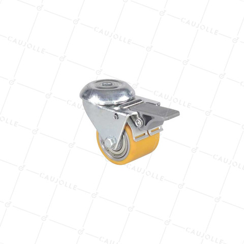 ROULETTE EXTRA-BASSE FIXATION À OEIL À FREIN FORTE CHARGE DIAMÈTRE 50 MM HAUTEUR 72 MM CHARGE 150 KG - SURB 50 OAF • Caujolle