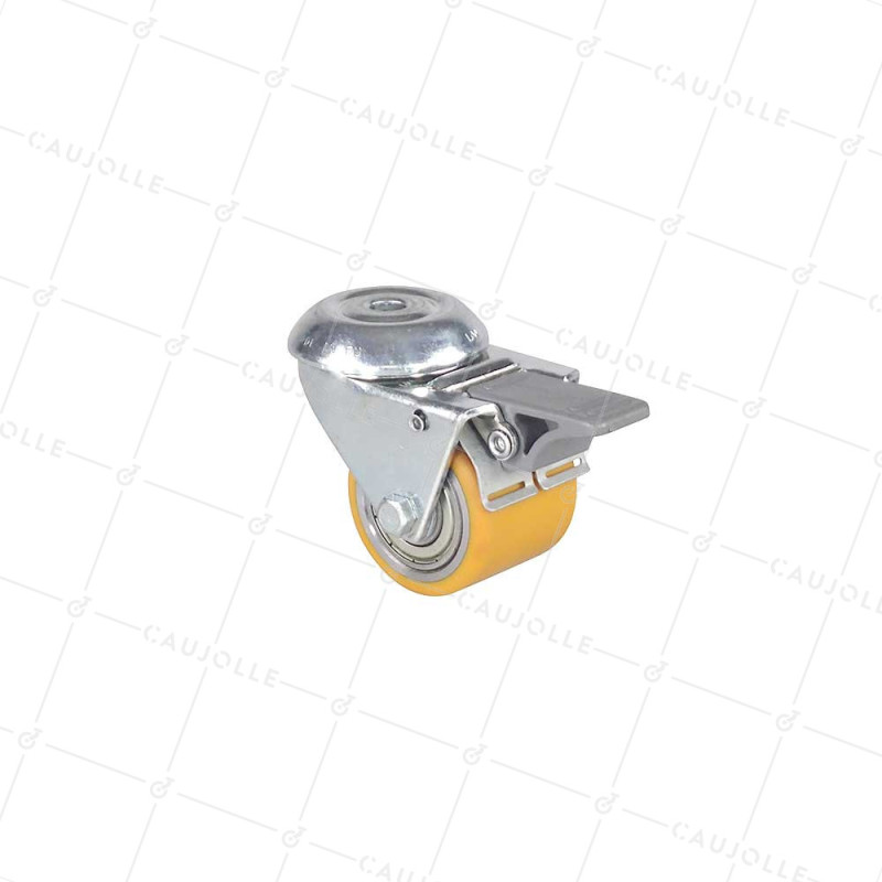 ROULETTE EXTRA-BASSE FIXATION À OEIL À FREIN FORTE CHARGE DIAMÈTRE 50 MM HAUTEUR 72 MM CHARGE 150 KG - SURB 50 OAF