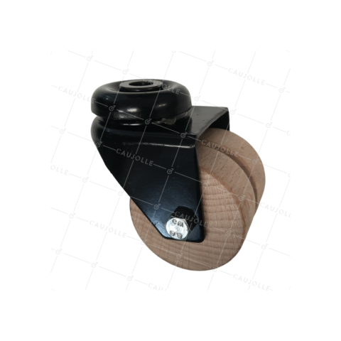 Castor A Bolt hole IN WOOD DIAMETER 50 MM LOAD 50 KG WOOD FROM FRANCE - S170.O BLACK • Caujolle