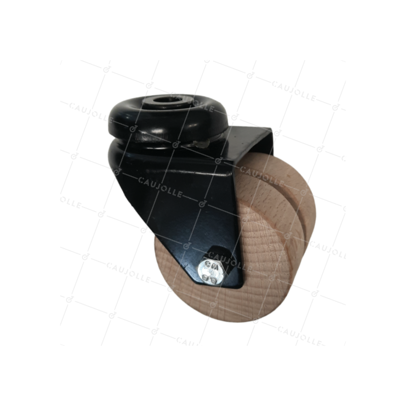 Castor WOODEN DIAMETER 50 MM LOAD 50 KG WOOD ORIGIN FRANCE - S170.O BLACK