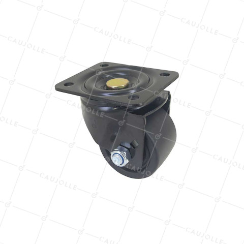 Castor EXTRA LOW SWIVEL NYLON FIBER DIAMETER 75 MM LOAD 600 KG - BLACK SURB 75P • Caujolle
